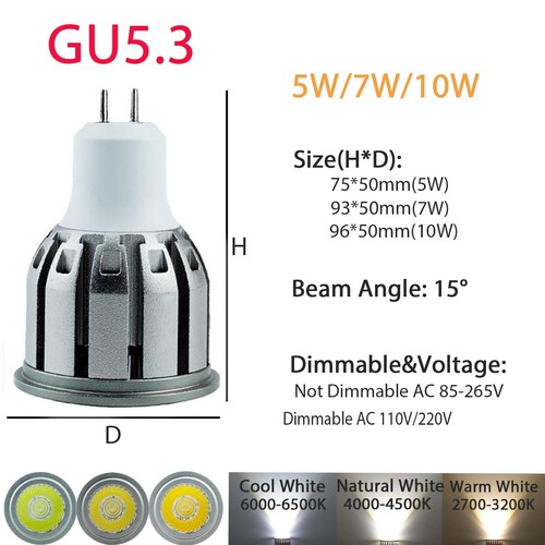 7W 9W 12W MR16 GU10 Dimmable LED Spotlight E27 E14 COB Bulb Lights 220V 12V Lamp - Picture 15 of 19