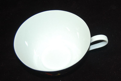 Leuchtenburg Volkstedt Trio Set Tea Cup, Saucer, Plate Black 