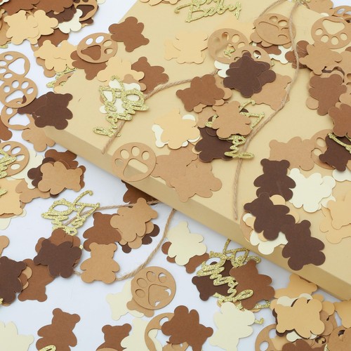 Cream Brown Bear Baby Shower Party Table Decorations Gold Oh Baby 520 Pieces - Picture 6 of 9