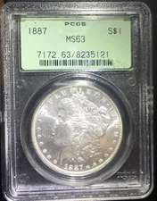 1887 Morgan Silver $1 Dollar PCGS MS 63 OGH