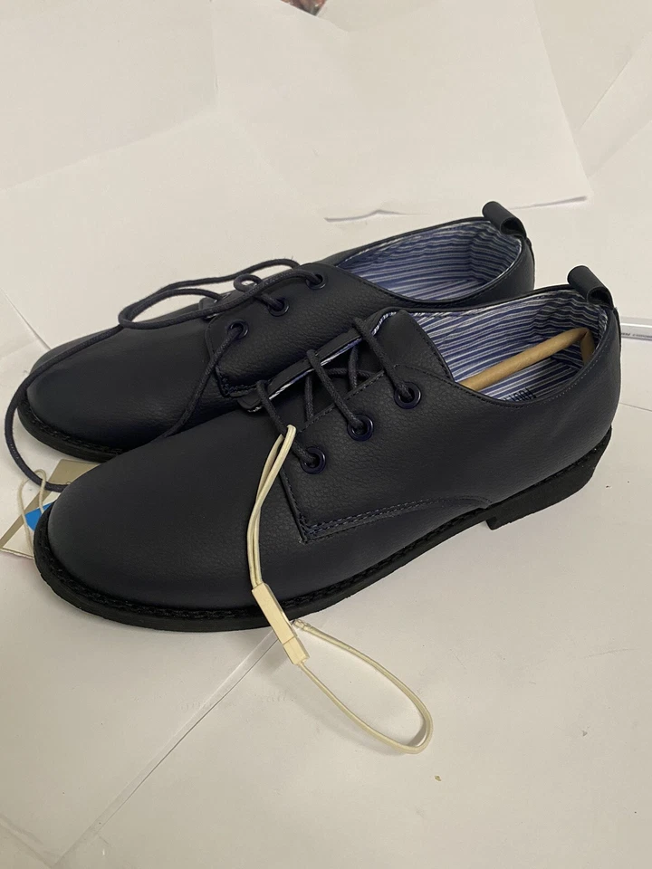 ZARA KIDS NAVY Zapatos Derby para Niños con Cordones Tirador bebé USA 12 Niños B389 Foto 2 de 4