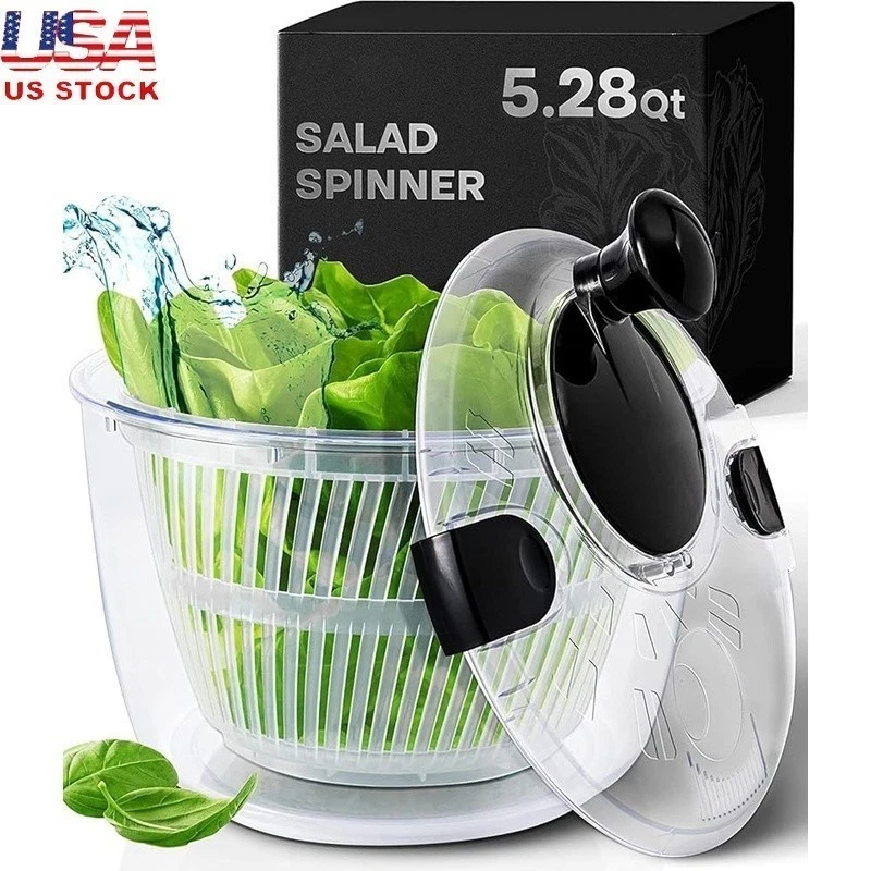 Large Salad Spinner Bowl Colander Vegetable Dryer Fruit Washer Kitchen Gadget US