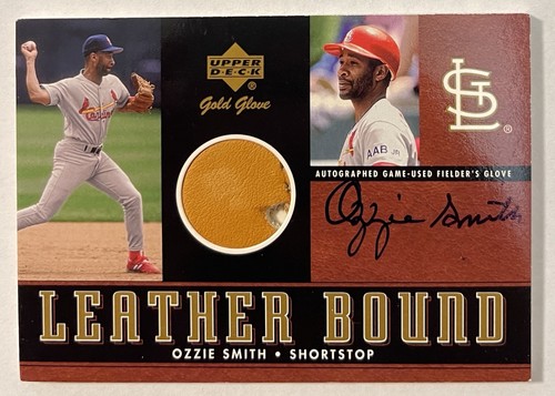 2001 UD Gold Glove Autograph OZZIE SMITH Game Used Glove Relic Auto Cardinals