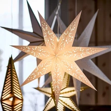 New Ikea STRALA Star Light Pendant Table Lamp Shade, Lace White 28"