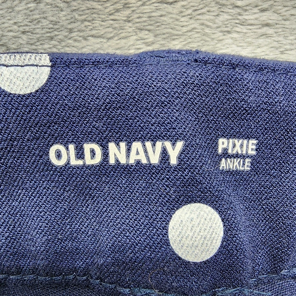 Old Navy Pants Womens 14 Blue White Polka Dot High Rise Pixie Ankle Stretch - Image 4 of 4