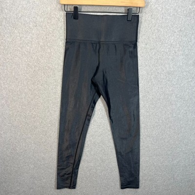 Carbon38 Black Shiny Takara Leggings Women's High Rise Skinny Athleisure Yoga S