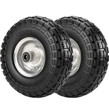 2 Pack  10” PU Replacement Tire Wheels 4.10/3.50-4 Solid Flat Free Hand Truck US
