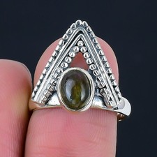 Natural Labradorite Sterling Silver Statement Wedding Unique Wife Ring Jewelry