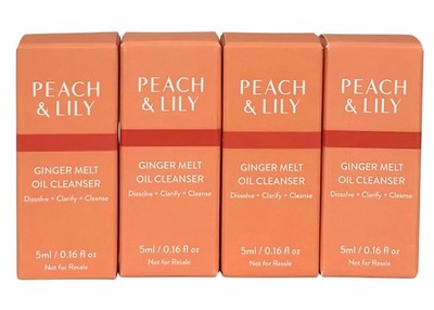 Peach & Lily Ginger Melt Oil Cleanser Mini Trial Sz 0.16 oz/5 ml Each x4
