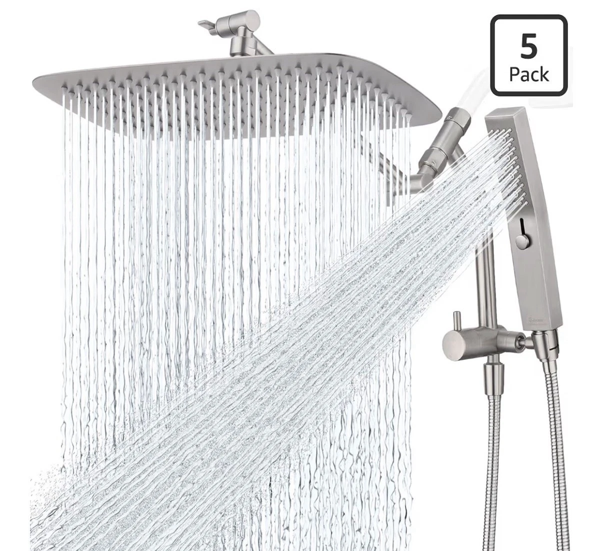 All Metal 14 Inch Shower Head with Massage Mode Handheld, Rain Shower Head with