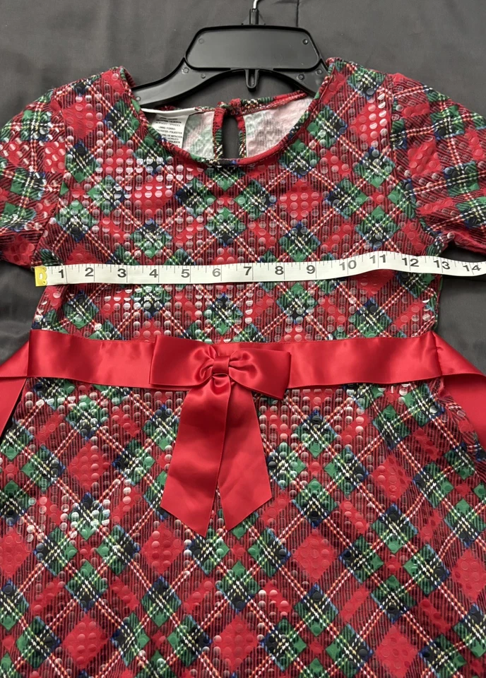 Красивые девочки Bonnie Jean клетку рождественское платье размер 8 Ex состоянии носить один раз! - Изображение 4 из 4