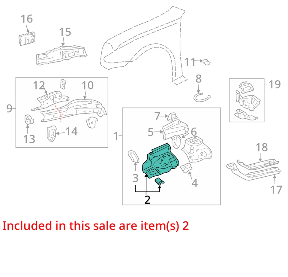 FITS 2003-2008 PONTIAC VIBE PANEL FRT W/H FRT 88970757 - NEW OEM 88970757 - Image 2 of 3