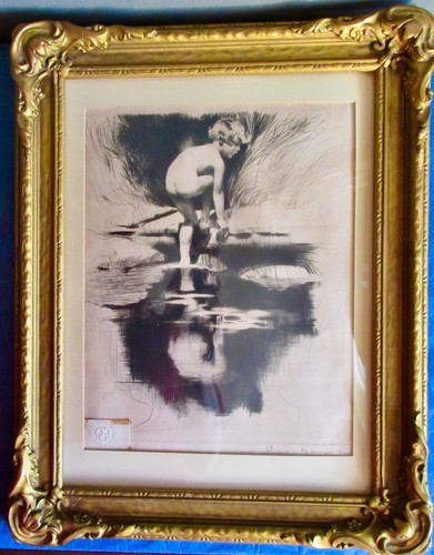 Franz HANFSTAENGL Original Etching, Signed, Munchen, Sold by Eatons ca. 1930s