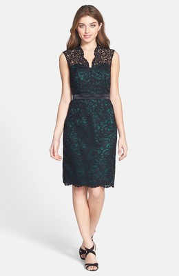 NEW DESSY COLLECTION Lace Overlay Matte Satin DRESS Sz 14 $250 BLACK HUNTER  | eBay