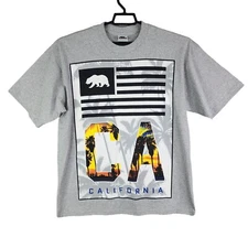 Men's Gray Pro Club Heavy Weight California Graphic Shirt Short Sleeve Size XL