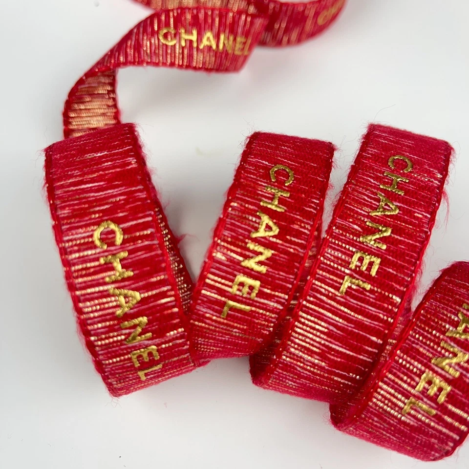 2 Yards of Chanel LE Red-Gold Holiday Gift Wrap Ribbon 100% New & Authentic - Image 4 of 4