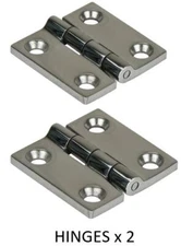 2 x Hinges 316 Grade Cast Stainless Steel Boat Marine Caravan Hinge New