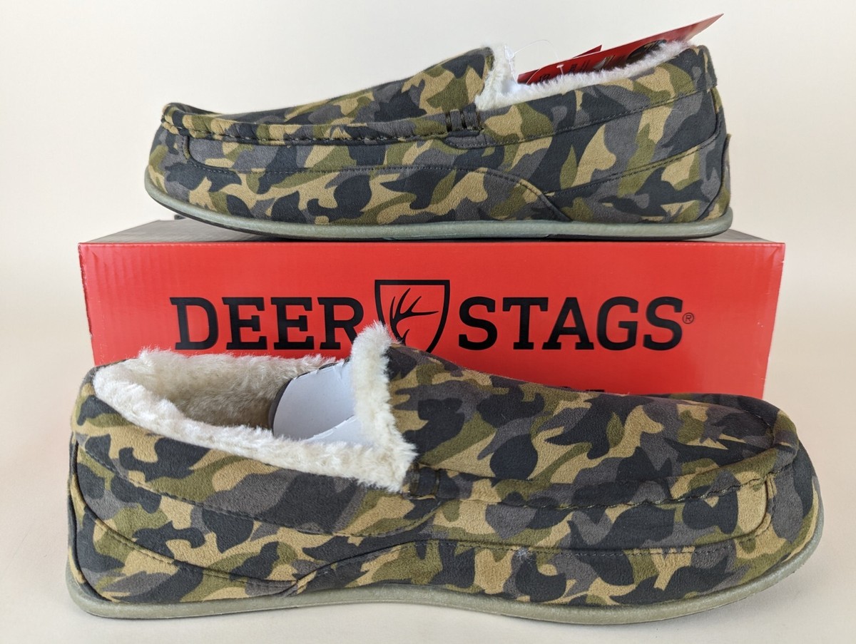 DEER STAGS Slipperooz Spun Slipper Men 11 M Brown Camo Faux 