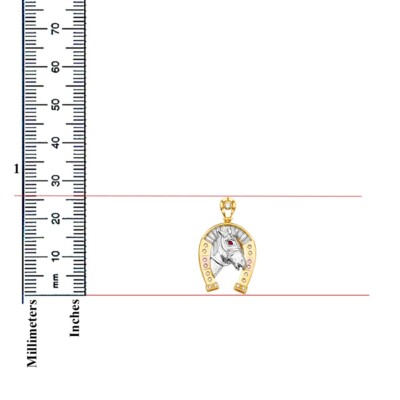 14K Tri Color Cubic Zirconia Horse Shoe Pendant | eBay
