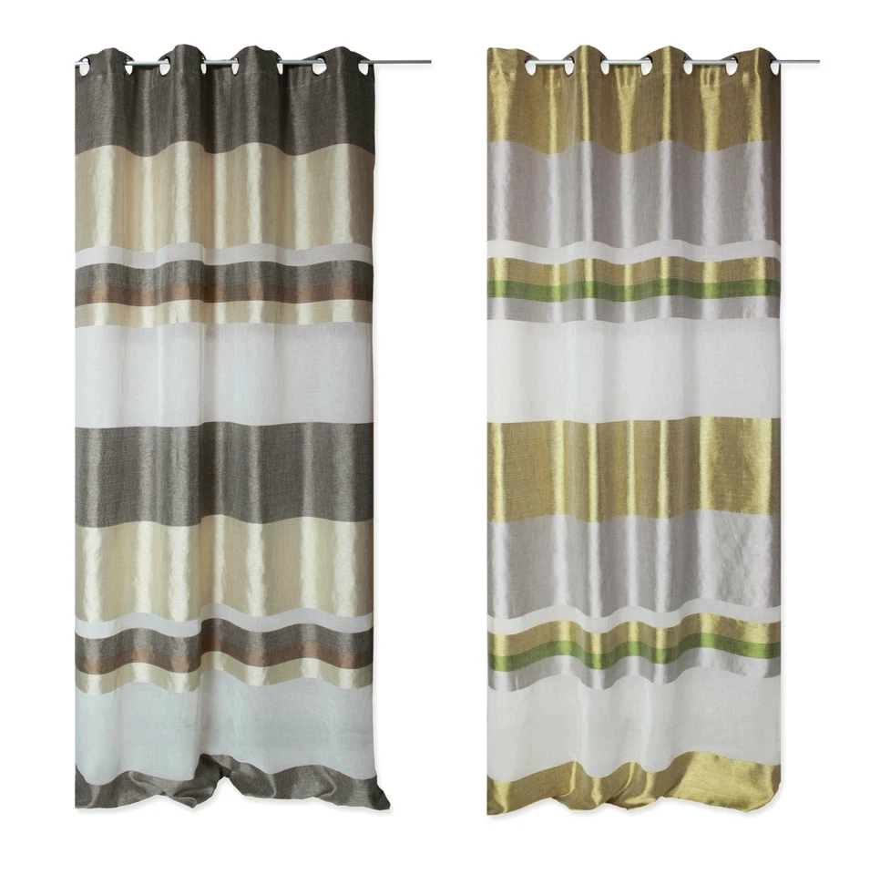 Streifenvorhang geschossener Voile mit Ösen 140x245 Gardine Querstreifen transpa - Bild 1 von 1