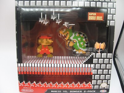 World of Nintendo 2.5'' 8-Bit Classic Mario vs Bowser Action Figure 2-Pack