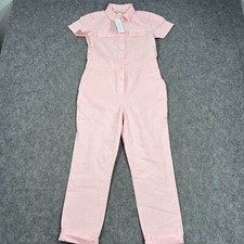 NWT Outerknown Pink S.E.A. Short Sleeve Button Up Jumpsuit Women's Size 8