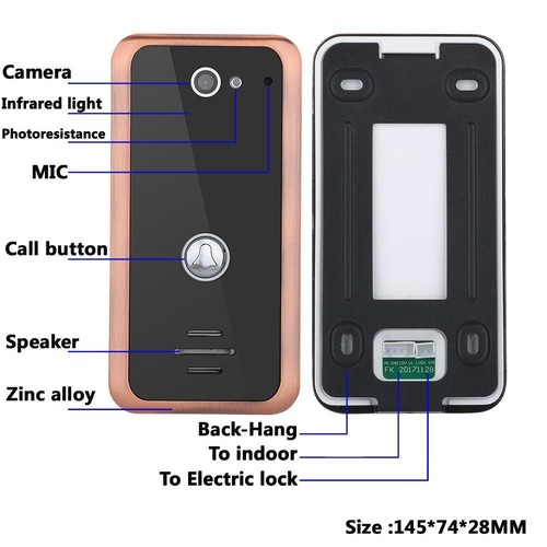 7 Inch 4 Monitors Wired Wifi Video Door Phone Doorbell Intercom Entry System - Picture 5 of 8