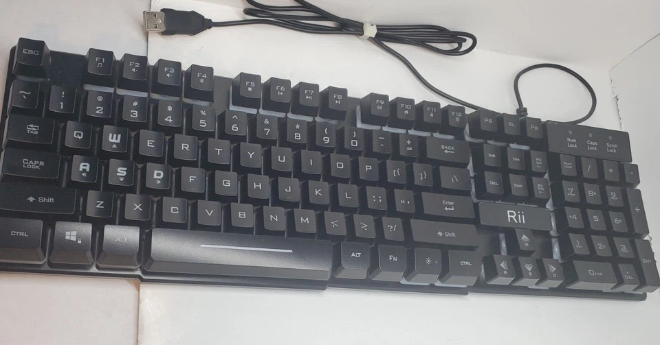 Rii RK100+ Multiple Color Rainbow LED Backlit Large Size USB Wired Mechanical Fe - Image 4 of 4