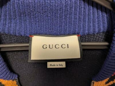 GUCCI Tiger Zip-Up Cardigan Blouson M Size Men's Long Sleeve Navy