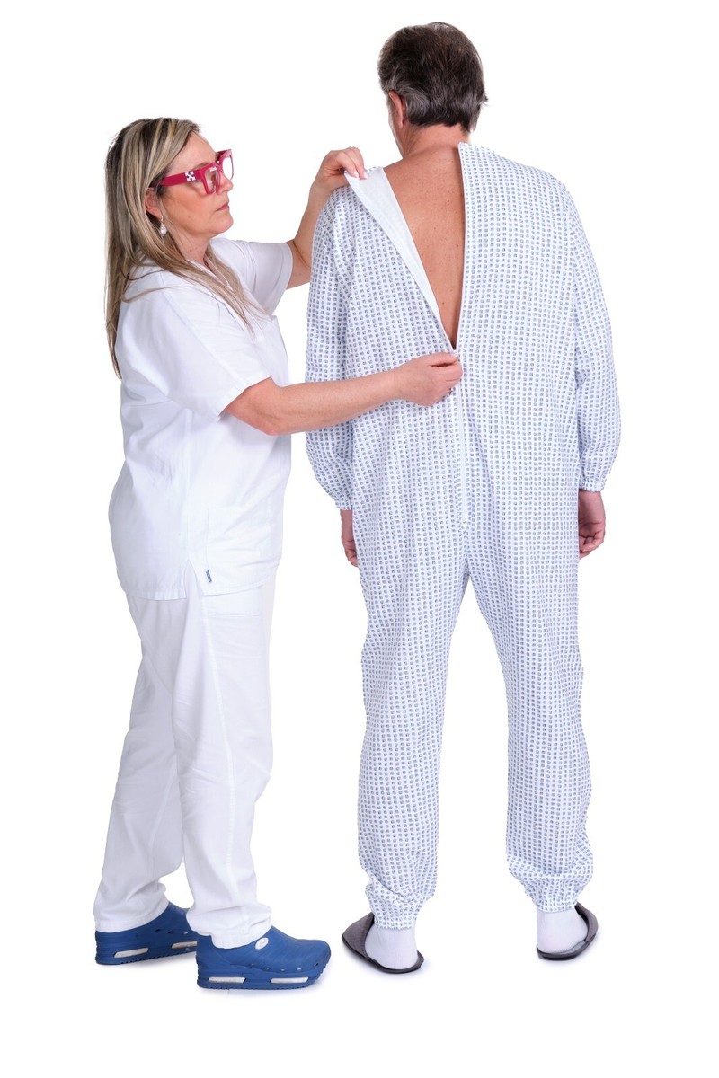 Ferrucci Pigiama Sanitario Anziani Tutone Manica Lunga Felpato