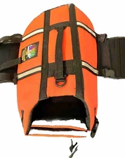 Outward Hound Dog Life Jacket/Vest Set Of 2 Size Medium Orange And Small Printed