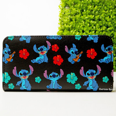 Disney Stitch Deluxe Wallet Lilo & Stitch  Zip Around Wallet 8'' x 4'' New