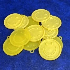 Lot of 12 Vtg Yellow Plastic Smile Happy Face Balloon Weights Premium Balloon