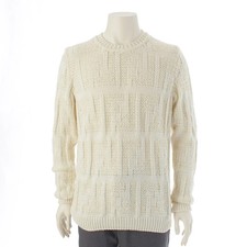 Fendi Cotton Rayon Logo Crew Neck Sweater Beige UK52 Ages 14 