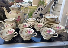 Bavarian porcelain tea and breakfast service set vintage beautiful 21 pieces 