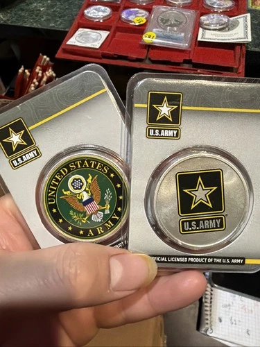 Lot Of 2x 1oz silver US Army TEP Camo Colorized Military Army .999 Fine