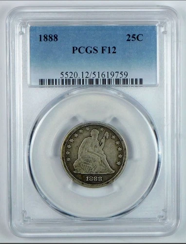 1888 Liberty Seated Quarter Silver 25C F12 PCGS