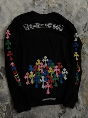 Chrome Hearts Cemetery Cross Multi-color Long Sleeve Pocket Tee Shirt 