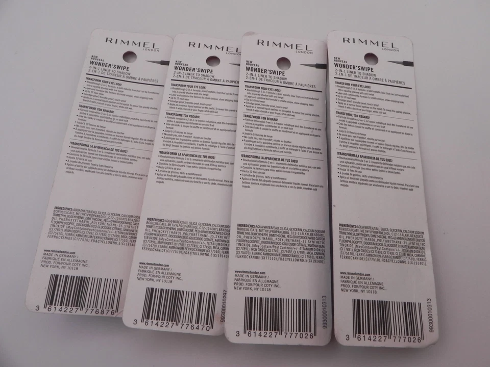 4x Delineador de ojos metálico Rimmel Wonder Swipe 2 en 1 delineador a sombra Lote de 4 Foto 2 de 2