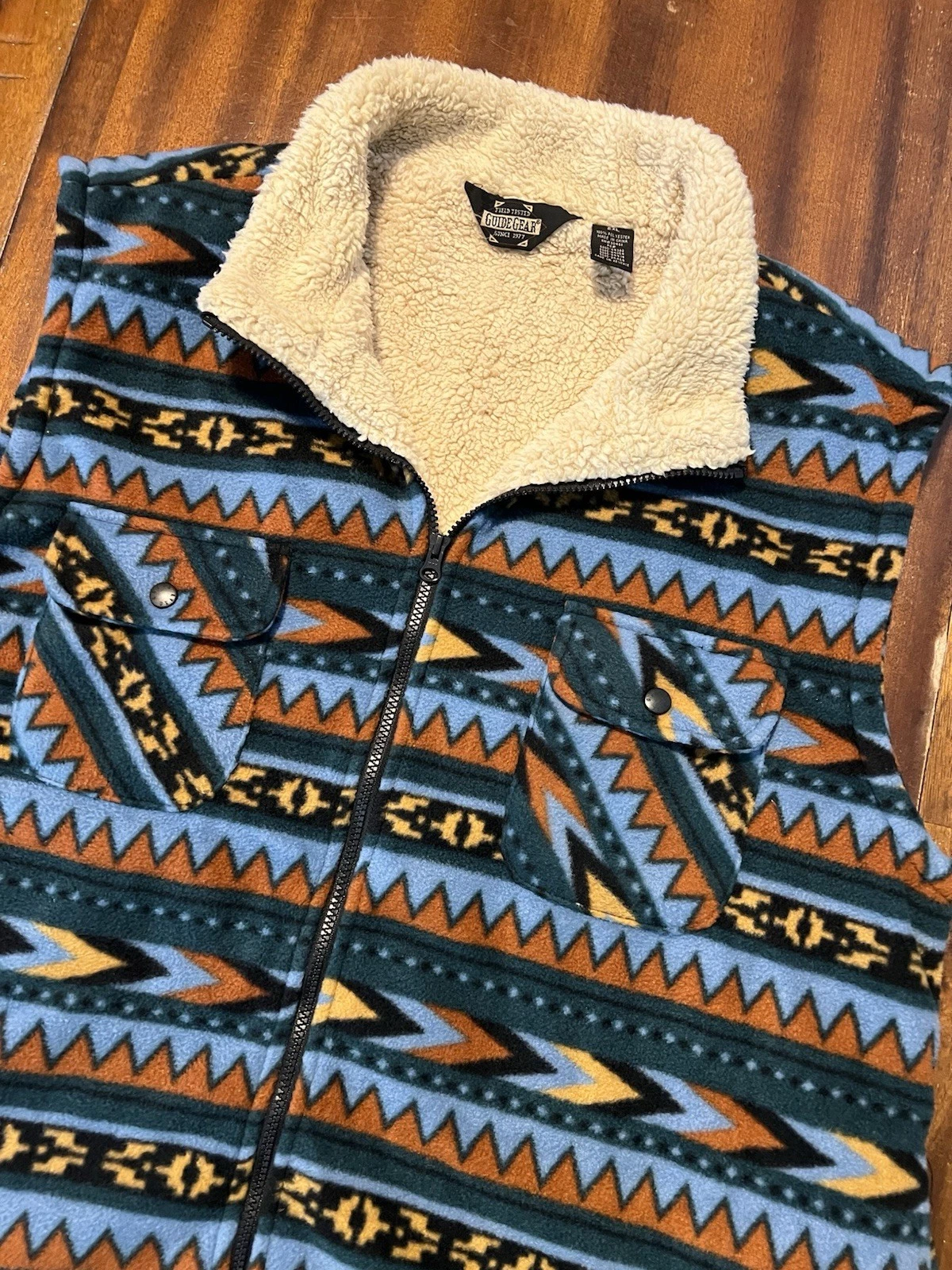 Guide Gear Navajo Aztec Western Vest Sherpa Lined Zip Men's 2XL