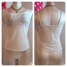 VTG Victoria's Secret Sheer Lace Embroidered Sequin Cami Size XS White