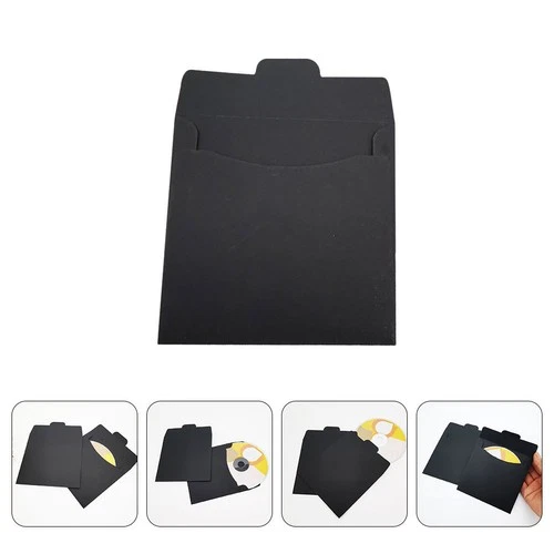 100 pièces pochettes CD DVD enveloppes CD en papier noir pochettes d'emballage