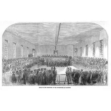 ITALY English Prisoners in the Courthouse at Salerno - Antique Print 1858