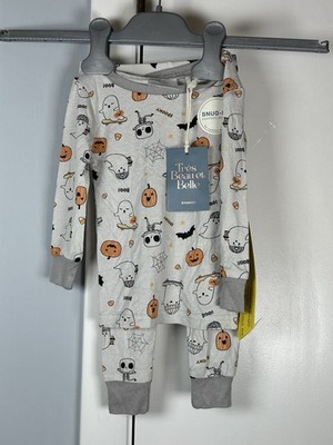 Tres Beau Et Belle 2 Piece Pajamas w Socks, 12 M Bamboo Fall Pumpkins Ghost
