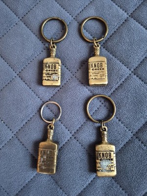 Vintage Lot Of 4 Kentucky Knob Creek Burbon Brass Keychain Keyring VTG Fob