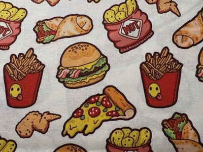Joann Fabric Hamburgers Pizza and French Fries 100% Cotton - By The YARD