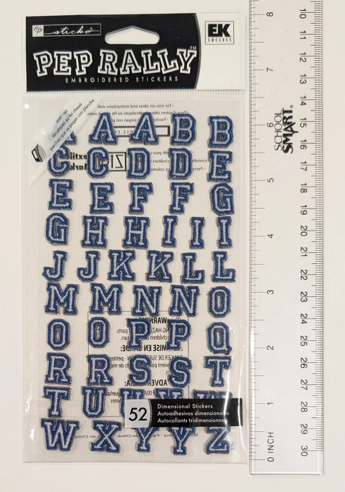 Sticko Pep Rally Embroidered Blue Varsity Letters Scrapbooking Stickers - Image 2 of 3