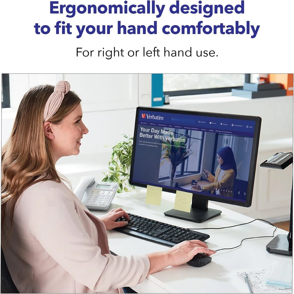 Verbatim Wired USB Computer Mouse - Corded for Laptops and PCs Red  - Image 3 of 4