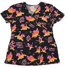 Disney Womens Small Lion King Hakuna Matata Simba Timon Pumbaa Medical Scrub Top