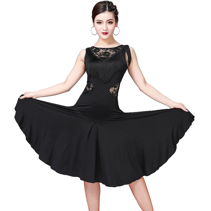 Women Latin Dance Dress Tassel Dress Samba Cha Cha Jazz Ballroom Costume